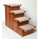 Premier Pet Steps Oak Carpeted Raised Panel 4 Step Dog Stairs in Early American finish
